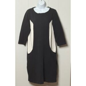 Boden Women's Black White Colorblock Cotton Ottoman Shift Dress Size US 10